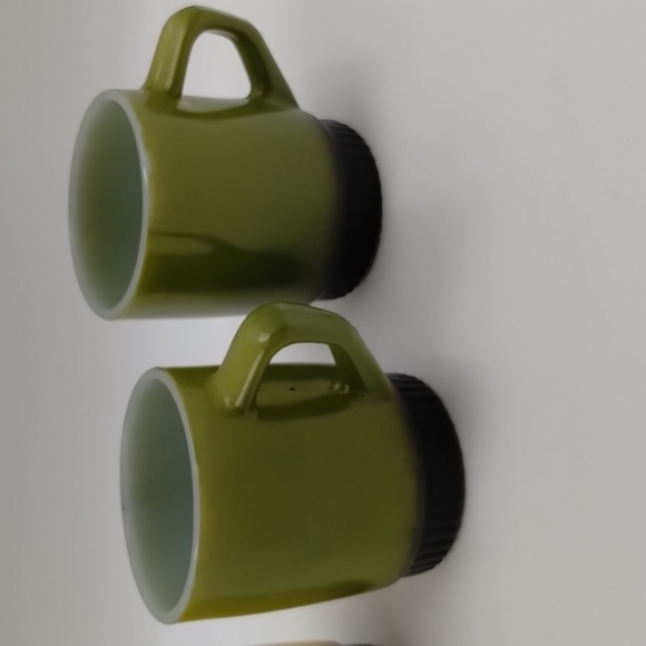 Anchor Hocking Fire King Coffee Mugs MCM Yellow Gold and Avocado Green Set of 4 - Picture 3 of 8